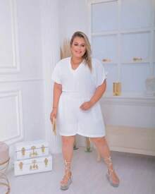 Plus Size Jumpsuits - 白色 - 查看 1