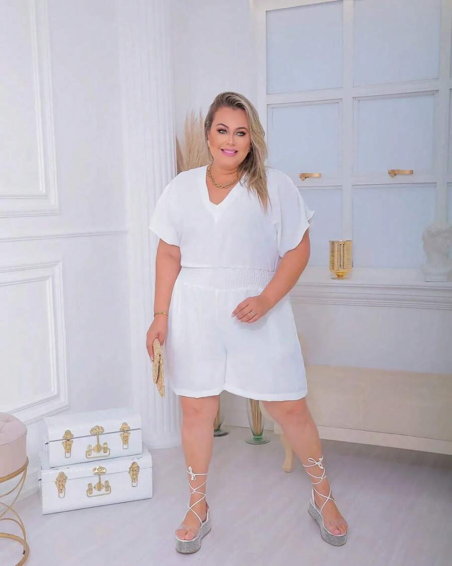 Plus Size Jumpsuits - 白色 - 查看 1