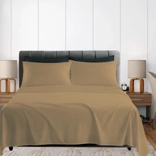Juego De Sábanas King Size De Microfibra 4 Piezas - Caqui - Ver 1