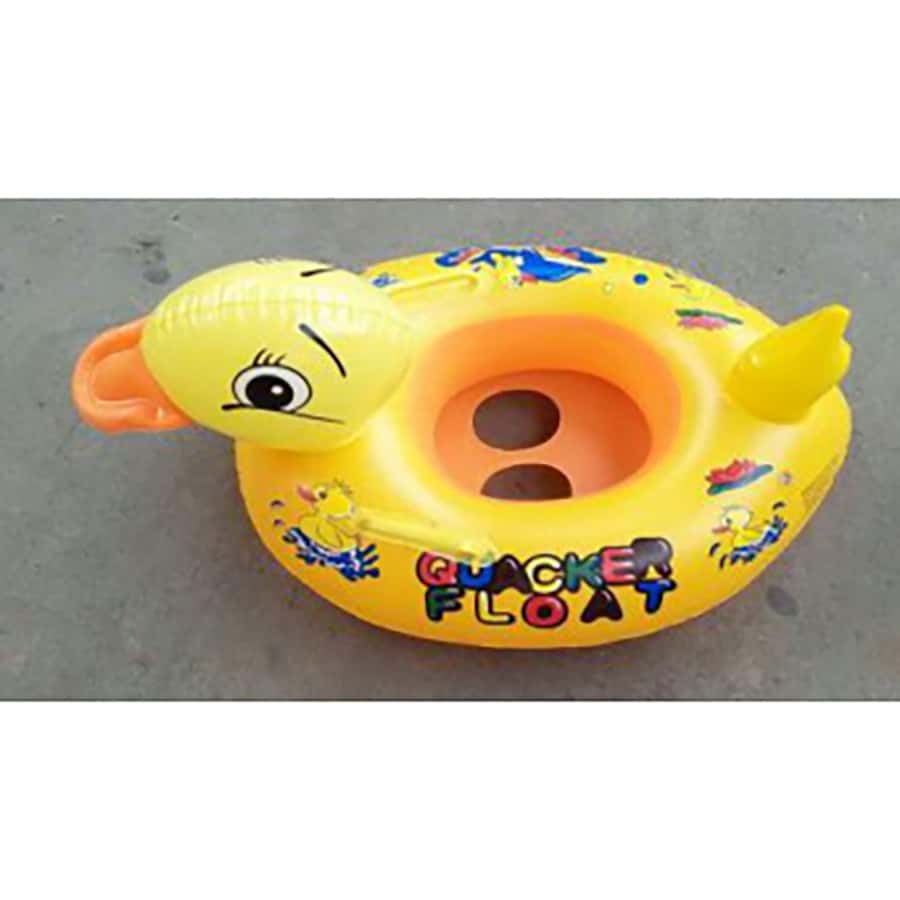 Bebé sentado en círculo círculo de dibujos animados natación círculo pato engrosado bote inflable para niños - Amarillo - Ver 1