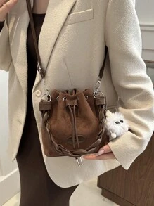 Bolsa De Estilo Cubo Para Mujer De Moda 2024, Bolso Cruzado Y Bolso Tote Pequeño Con Colgante