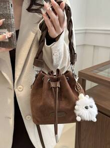 Bolsa De Estilo Cubo Para Mujer De Moda 2024, Bolso Cruzado Y Bolso Tote Pequeño Con Colgante