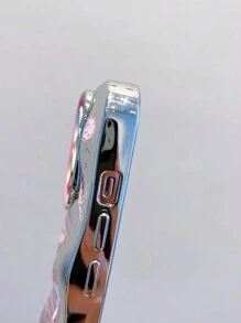 3D流星紋理蝴蝶款手機殼，適用於iPhone，軟邊硬殼，防震，電鍍，高端田園春風格 - 粉色 - 查看 5