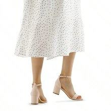 Women 2.25 In Chunky Low Heels Open Toe Block Heeled Dress Ankle Strap Pump Wedding Sandals - 杏色 - 查看 6