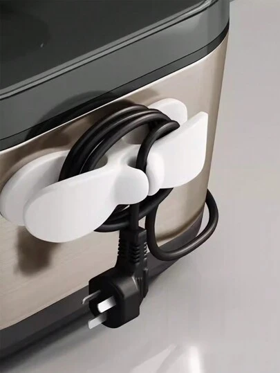 1PC/5pcs White Electrical Wire Storage, Wire Management, Kitchen Plug Fixer, Wire Clip, Household Wall Sticker, Punch-Free Power Winder