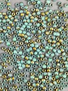 20克4毫米半金半玉米形珠子,散珠適用於手工串珠手鍊、耳環和編織配件製作 - 4mm半金半玉圓珠 - 查看 7