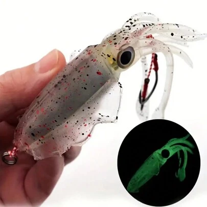 1pc 15cm/60g Octopus-Shaped Synthetic Fishing Lure, With Hook And Package, Night Light Uv Glow, Suitable For Sea Fishing With Jig Hooks