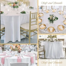 Fani 12 Pack 108 Inch Round Tablecloth - Premium Silky Satin Tablecloth Overlay Smooth Fabric Table Cover Linens, Table Decoration For Wedding Party Banquet Events Restaurant Kitchen Dining - 白色 - 查看 6