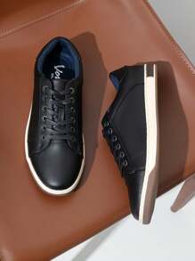 SHOESMALL Men's Sneakers Fashion Casual Shoes Dress Sneakers Oxford Shoes - màu đen - Xem 1