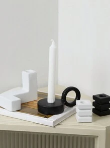 1 Miếng Tối giản hiện đại Đen & Trắng Gốm sứ Chân nến Đồ trang trí Đối với Phòng khách , Bàn , Nhà  Hương thơm , Hình học Chân nến - Nhiều màu - Xem 2