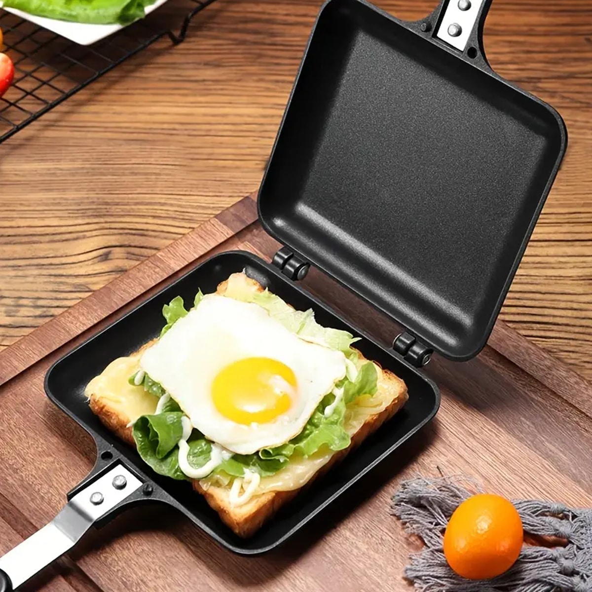 1pc Sandwich Maker NonStick Grilled Sandwich Double Sided Frying Pan