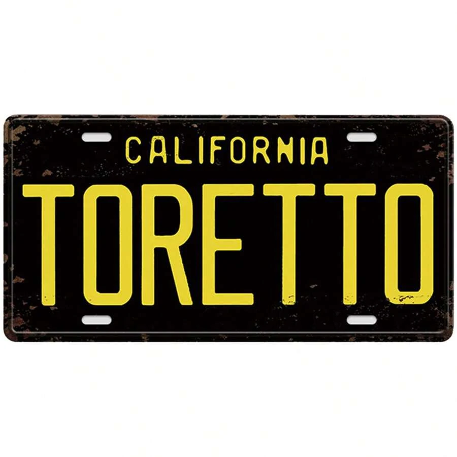 1pc California TORETTO License Plate, Retro Wall Plaque, Vintage Auto License Plate Metal Tin Sign, Wall Decor For Home Pub Bar Garage Man Cave Room Cafe Restaurant, Perfect Gift For License Plate Collectors, Wall Hanging Plaque, 6x12inch - Black - View 1