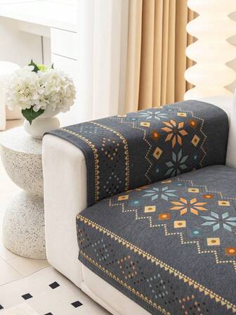 1 pieza Cojín de sofá bohemio moderno minimalista antideslizante para todas las estaciones, funda de sofá, a prueba de polvo, lavable a máquina, protector de sofá, material de chenilla adecuado para dormitorio, oficina, sala de estar, sofá en forma de L y 1/2/3/4 plazas