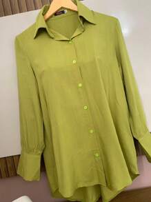 Women Blouses - Lime Green - View 4