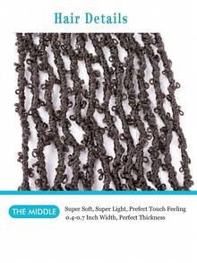 1PC 14 Inch Butterfly Locs Crochet Hair Long Distressed Faux Braids Hair Pre-Looped Synthetic Crochet Soft Locs  Goddess Locs Hair Extensions - Black - View 4