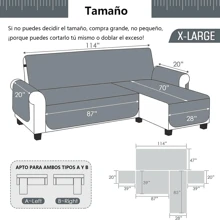 Funda de sofá en forma de L Funda de sofá impermeable, reversible, de fácil instalación, suave al tacto, resistente a las manchas. Perfecto para sala de estar, dormitorio, oficina y otros espacios. Especialmente indicado para lugares con mascotas como gatos y perros. Disponible en una variedad de tamaños. - Gris Oscuro - Ver 7