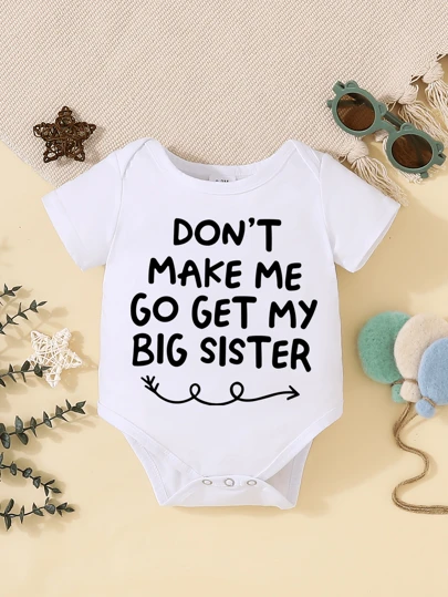 新生兒男寶寶口號圖案可愛連身衣