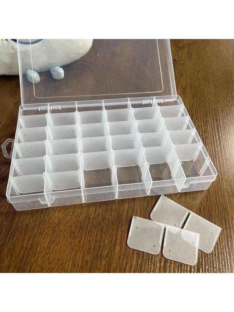 1pc Detachable White Transparent Storage Box For Embroidery, Sewing, Jewelry Making, Stationery, 24/36 Grids