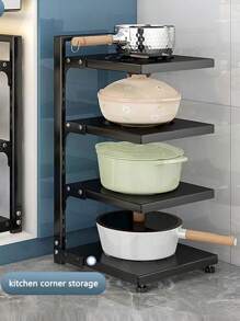 1pc Multifunctional Kitchen Storage Rack, Pot Rack, Sink Shelf - White - View 6