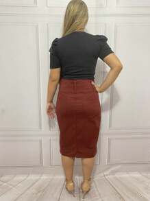 Women Denim Skirts - 紫紅色 - 查看 8