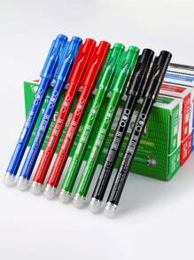 4支大容量摩可擦中性笔0.7mm热磨快干水笔红蓝黑绿学生文具透明笔盒套装 - 彩色 - 查看 2