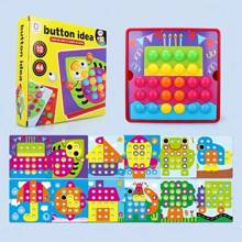 圣诞装饰引人入胜且富有创意的纽扣艺术工艺套件 - 有趣的马赛克钉板玩具套装，适合 3-6 岁儿童，增强精细运动技能和颜色识别能力，是送给男孩和女孩的完美礼物、益智玩具、游戏、圣诞节、益智玩具、游戏、精细运动 - 按鈕玩具 - 查看 7