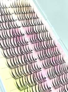 72pcs Natural Looking Segmented Slouchy 3-Step Eyelashes For Beginners, Reusable Self Grafting
