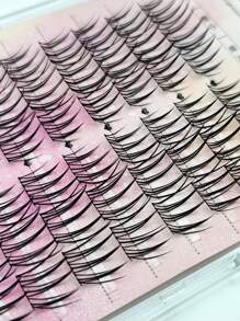 72pcs Natural Looking Segmented Slouchy 3-Step Eyelashes For Beginners, Reusable Self Grafting