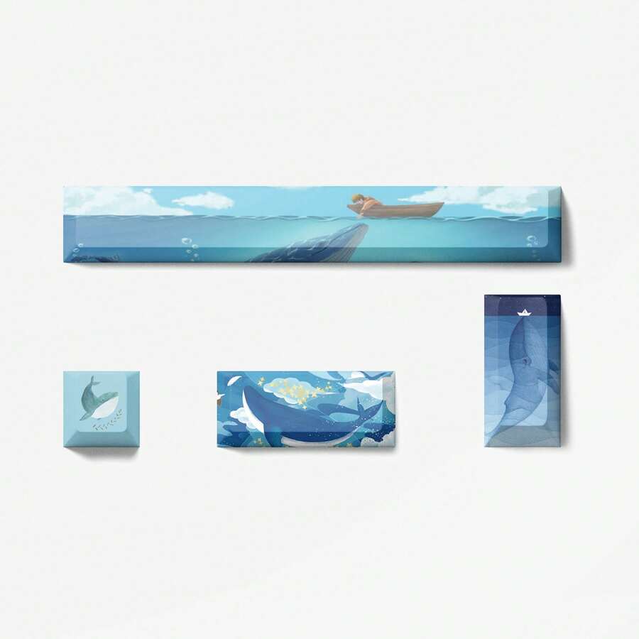 4 Keys PBT Keycaps Cherry Profile Dye-Sub Legends Space Bar 6.25U ESC Entre 4 Keys Custom Keycap Set For Gaming Mechanical Keyboard DIY Kit Desktop Computer Laptop Mechanical Keyboard Accessories Keyboards Caps - Whale - View 1