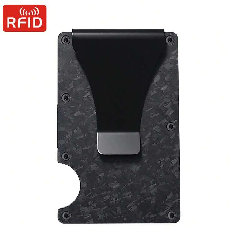 1 Pieza Titular De Tarjeta De Crédito De Aleación De Aluminio Minimalista Delgado Para Hombre, Cartera De Hombre Para Mujer Con Bloqueo Rfid, Bolso Negro De Tarjeta De Crédito Para Hombre, Regalo De Negocios, Regalos Para Novio / Padre / Esposo, Billetera Metálica Para Tarjeta De Crédito, Tarjetero Con Clip De Dinero Y 1 Ventana Clara Para Id (negro) - Negro - Ver 7