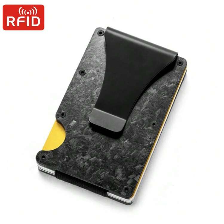 1 Pieza Titular De Tarjeta De Crédito De Aleación De Aluminio Minimalista Delgado Para Hombre, Cartera De Hombre Para Mujer Con Bloqueo Rfid, Bolso Negro De Tarjeta De Crédito Para Hombre, Regalo De Negocios, Regalos Para Novio / Padre / Esposo, Billetera Metálica Para Tarjeta De Crédito, Tarjetero Con Clip De Dinero Y 1 Ventana Clara Para Id (negro) - Negro - Ver 5