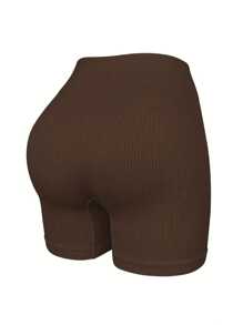 4pcs Women's High Waist Moisture Wicking Solid Color Seamless Sports Shorts, For Everyday Wear