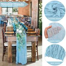 1/2/4/6pcs 35*118 Inch Velvet Green Table Runner, Boho Sheer Chiffon Table Runner, Transparent Table Scarf Decor For Party, Wedding, Bridal Shower, Birthday, Holiday, Christmas Dining Table (Multi-Color Available)