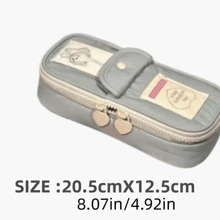 卡哇伊多层3D翻盖大容量猫咪铅笔袋，蓝灰色，铅笔袋，书包 - 彩色 - 查看 7
