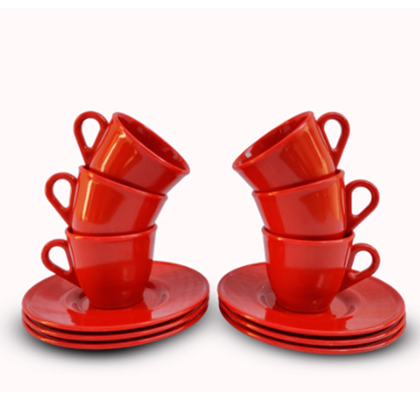 KIT 6 XÍCARAS REDONDAS DE 70 ml + PIRES DE ACRÍLICO CAFÉ CHÁ