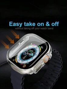 1pc Glass+Case Compatible With Apple Watch Ultra 49mm Strap Smartwatch PC Bumper+Screen Protector Tempered Cover Series Accessories - Black - View 3