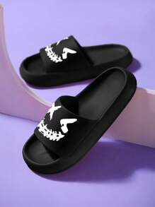 X Men's Spring To Summer Lightweight EVA Slippers - Personalized Cartoon Print, Breathable For Indoor/Outdoor, Beach & Stream - Black - View 3