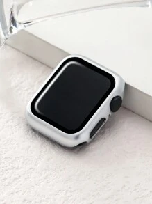 1pc Unisex Matte Silver-Color Shockproof Ultra-Thin Tempered Glass Protective Case Cover, Compatible With Apple Watch Series Ultra/SE/11/10/9/8/7/6/5/4/3/2/1, For Apple Watch 38/40/41/42/44/45/46/49mm, Smart Watch Accessory - Silver - View 3