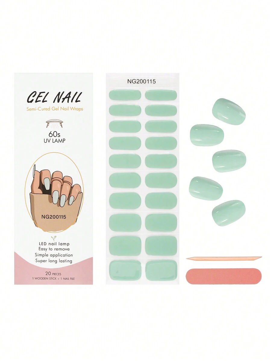 New Gel Nail Stickers Set (20 Fingers) Show White Simple & Versatile ...