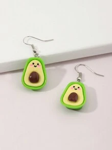 1pair Cute Avocado Shaped Earrings For Kids, Party Accessories, Children's Gift - Green - View 1
