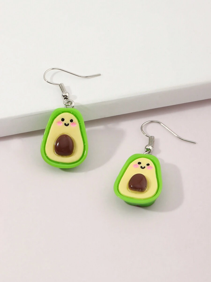 1pair Cute Avocado Shaped Earrings For Kids, Party Accessories, Children's Gift - Green - View 1