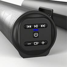 Barra de Sonido inalámbrica, Audio de sobremesa para TV en Interiores, Audio para Exteriores, Audio de Doble Canal, subwoofer Integrado para Ordenador, TV, Radio - Negro - Ver 8