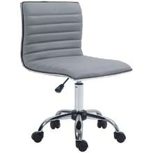 Vinsetto Adjustable Swivel Office Chair With Armless Mid-Back In PU Leather And Chrome Base - Light Grey - View 2