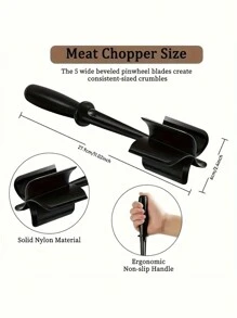 1pc Black Meat Chopper Plus Heat Resistant Nylon Handheld Minced Meat Masher, Beef Masher, Non-Stick Hybrid Chopper, And Potato Masher Tool For Household Use