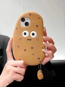 棕色可爱卡通土豆图案手机壳适用于苹果 iPhone 16promax/16pro/16/IPhone15promax、创意苹果 14、趣味手机壳 13promax、柔软硅胶保护套 12、11、14pro、全覆盖 - 棕色 - 查看 2