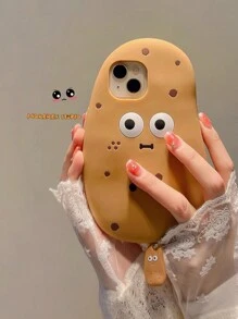 棕色可爱卡通土豆图案手机壳适用于苹果 iPhone 16promax/16pro/16/IPhone15promax、创意苹果 14、趣味手机壳 13promax、柔软硅胶保护套 12、11、14pro、全覆盖 - 棕色 - 查看 1
