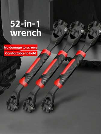 1 Pieza Llave Inglesa Universal De 52-en-1, Multi-funcional Para Varias Tuercas, Diseño Antideslizante De 12 Dientes Con Rotación De 360°, Adecuado Para El Mantenimiento De Automóviles, Reparación De Muebles, Reparación De Electrodomésticos, Desmontaje De Tornillos De Neumáticos, También Conocido Como Llave Inglesa Multi-funcional, Llave De Hueso