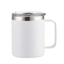 Taza De Acero Inoxidable, Taza Aislada Con Asa - Blanco - Ver 5