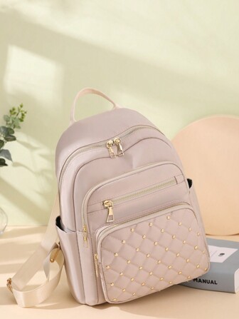 Fashionable Minimalist Style Large Capacity Backpack, School Bag, Portable, Laptop Compartment, Large Capacity, For Teen Girls Women College Students, College, Middle School, High School, Outdoors, Travel, Outings, Elementary School, Office, Back To School Bag, Big Backpack, Backpack School, Back To School Bags, Waterproof, Lightweight, Classic Casual, Suitable For Teen Girls Women College Students, Teacher, Perfect For Back To School, First Day Of School, Middle School, High School
