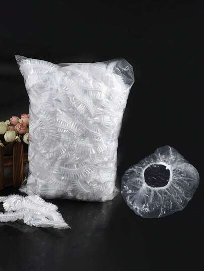 50/100/200pcs Extra Large Thick Disposable Plastic Multi-Functional Shower Caps, Transparent Home Bathroom Decor Fall Decor Back To School